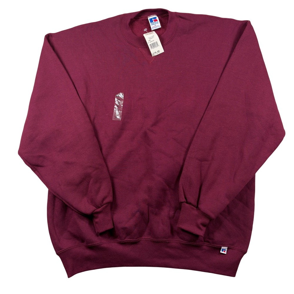 NEW Russell Athletic Sweatshirt Men XL Maroon Vintage Crewneck Blank Made in USA